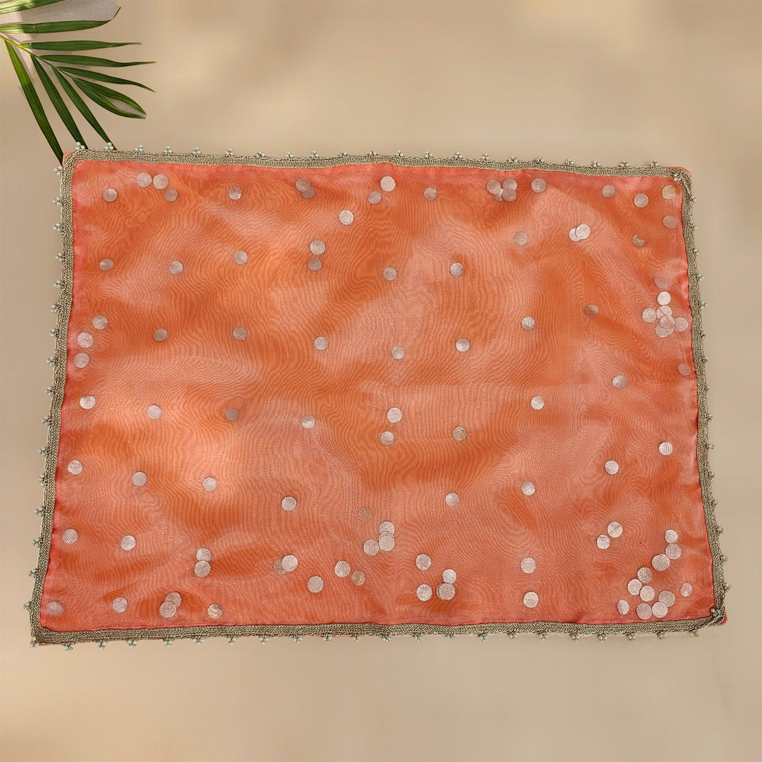 "Tikli" Organza Tray Cover With Shimmer Detail For Festive Decor