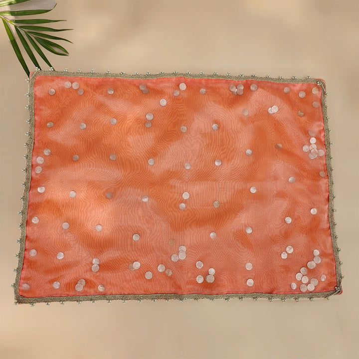 "Tikli" Organza Tray Cover With Shimmer Detail For Festive Decor