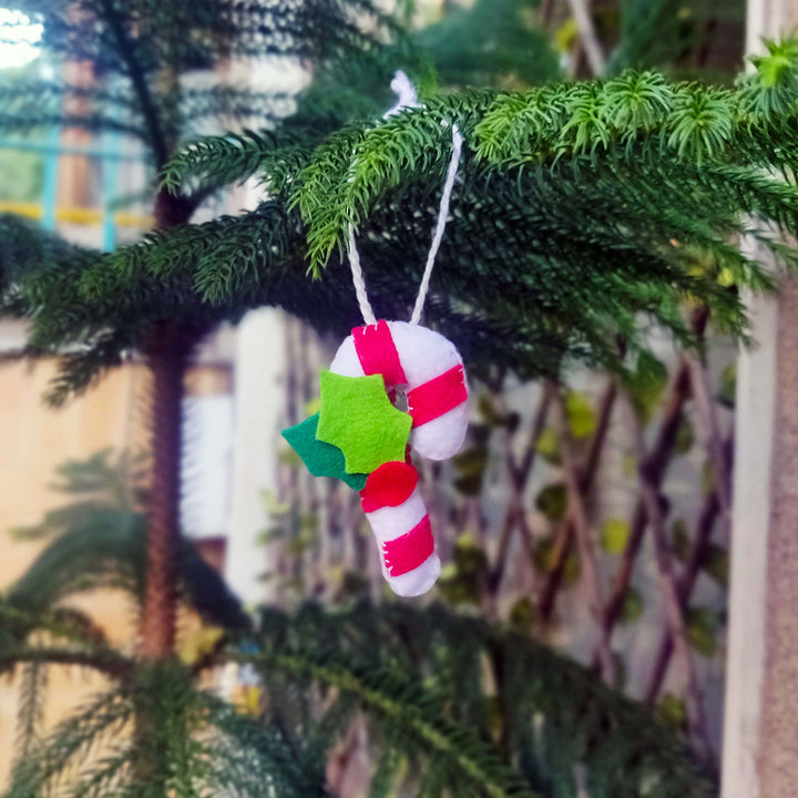 Handmade Felt Candy Cane Christmas Ornament | Set Of 2