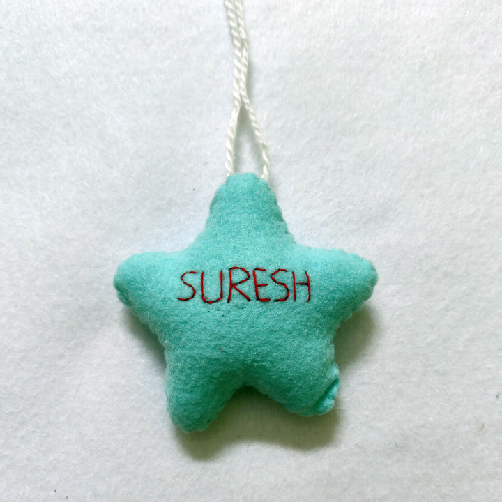 Personalized Handmade Felt Star Christmas Ornament