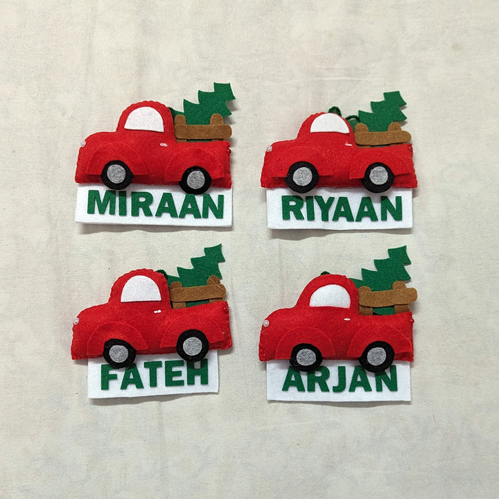 Personalized Felt Truck With Tree Christmas Ornament