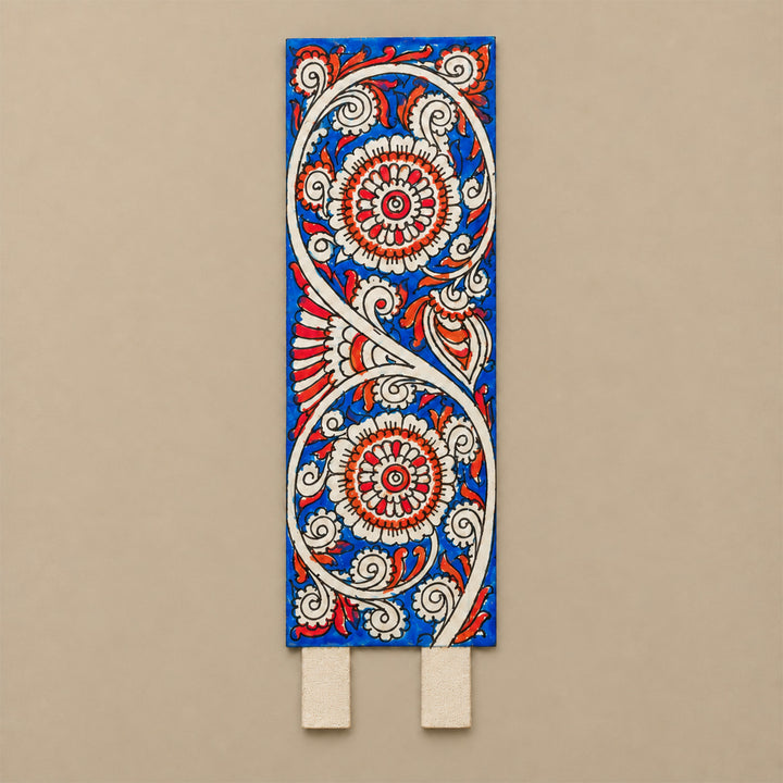 Hand-Painted Tholu Bloom Parchment Leather Votive Tealight Holder With Channapatna Base
