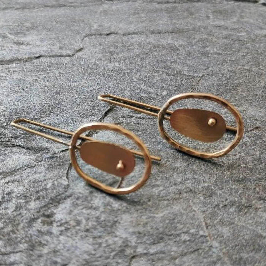 Handmade Oval Affinity Brass Earrings