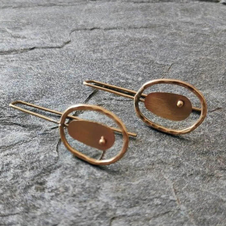 Handmade Oval Affinity Brass Earrings