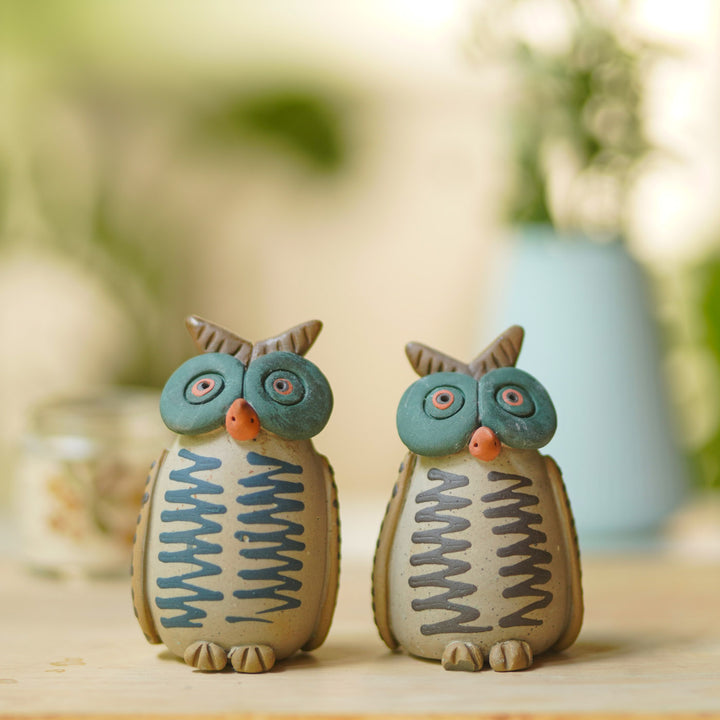 Handmade Nerikomi Ceramic Owl Figurine
