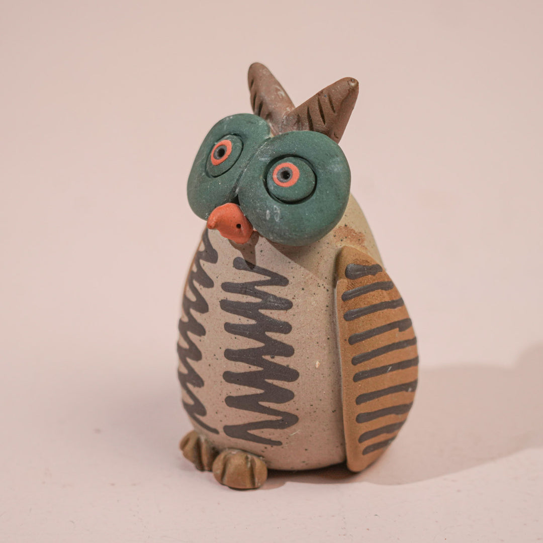 Handmade Nerikomi Ceramic Owl Figurine