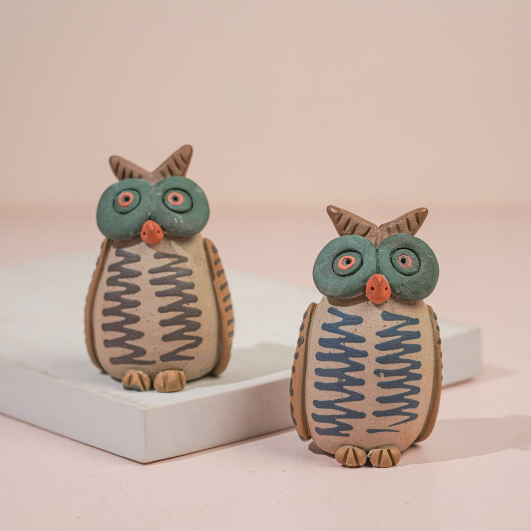 Handmade Nerikomi Ceramic Owl Figurine