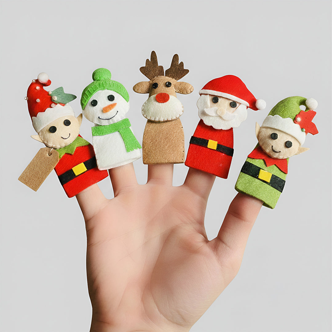 5pc | Handmade Felt Christmas Finger Puppets