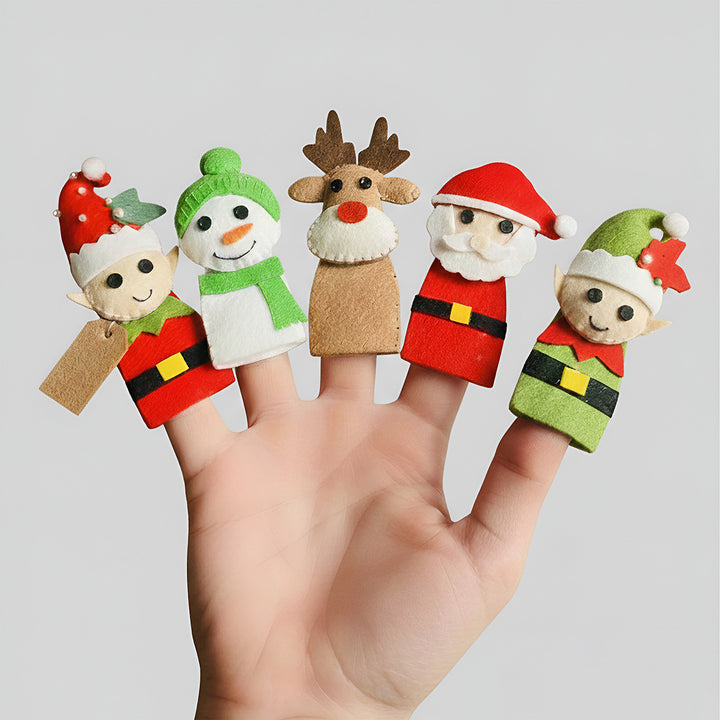 5pc | Handmade Felt Christmas Finger Puppets