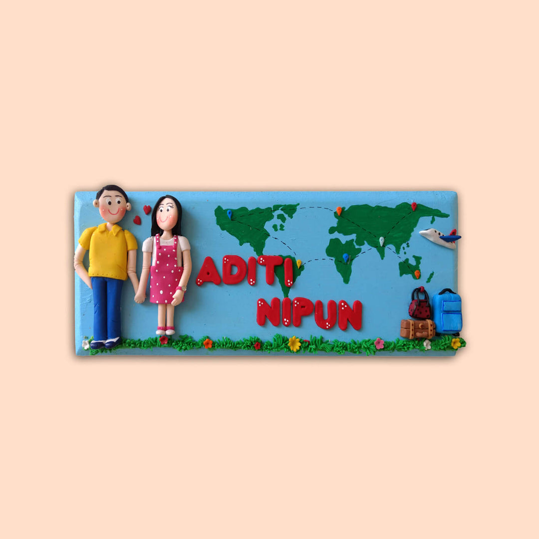 Personalised Travelling Couple Name Plate