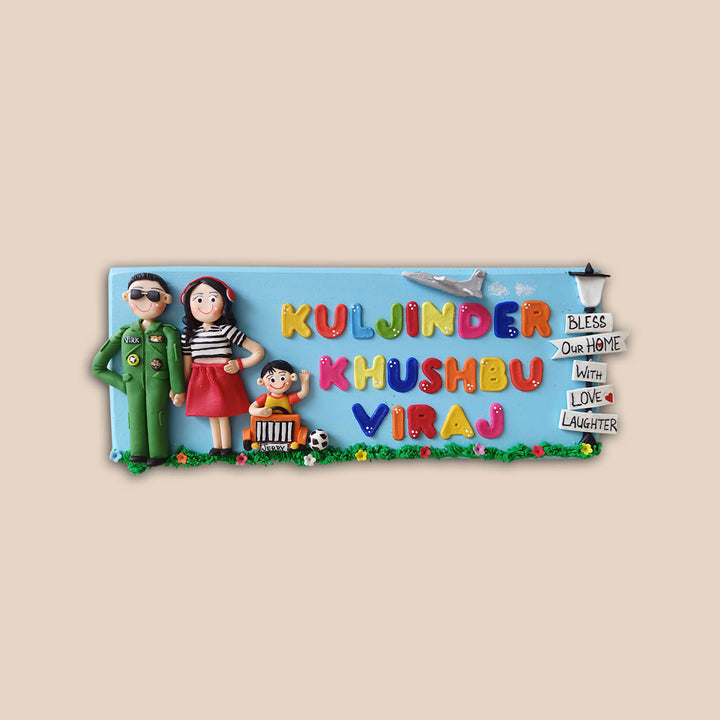Personalised Blessed Home Family Name Plate - 3 Characters