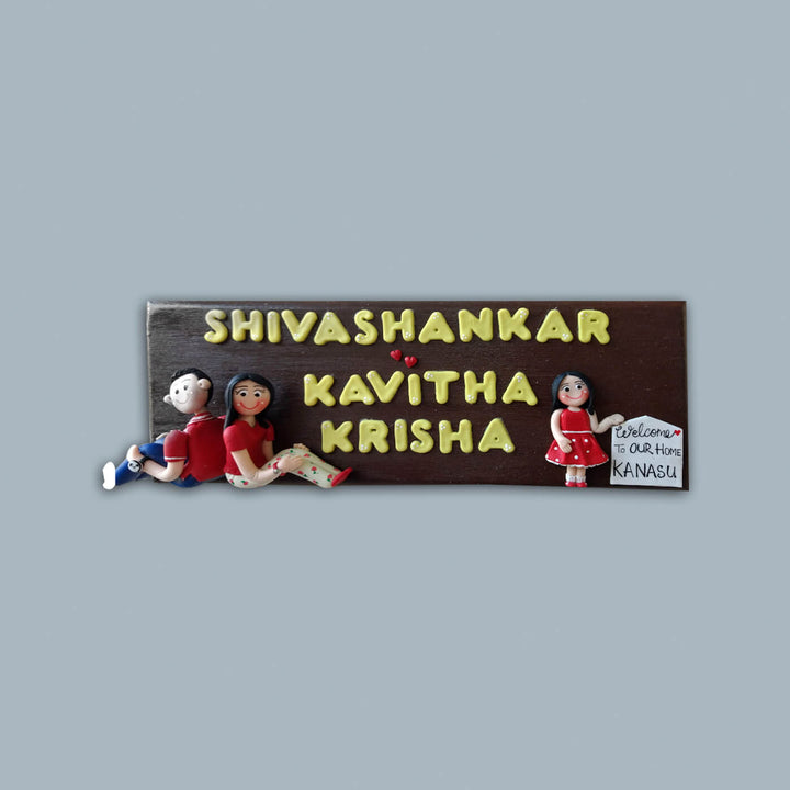 Personalised Family On Swing Name Plate For 3 Characters