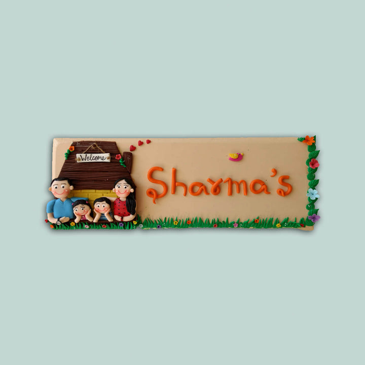 Personalised Gharonda Family Name Plate For 4 Characters - Name Personalization Example