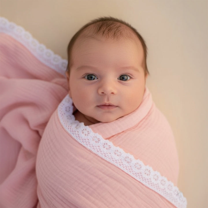 Little Nest Pink Newborn Gift Hamper | Swaddle, Teether & Rattle