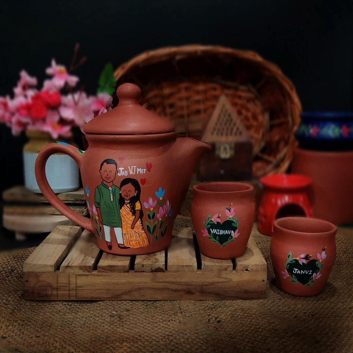 Handpainted Clay Teaset With Photo Based Caricature