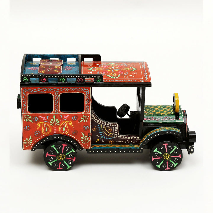 Handpainted Wooden Showpiece Vintage Car - Zwende
