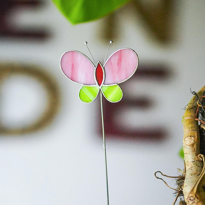 Handcrafted Stained Glass Butterfly Garden Stake - Zwende