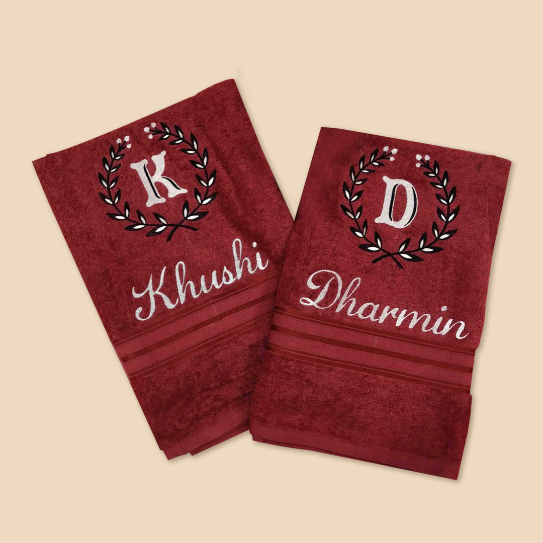 Embroidered Personalized Egyptian Cotton Towel - Set of 2