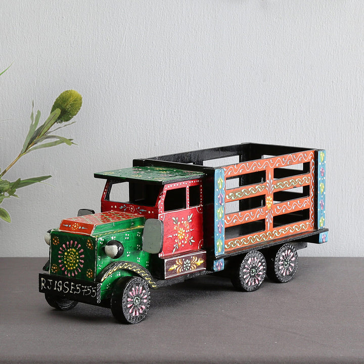 Handpainted Wooden Showpiece Truck