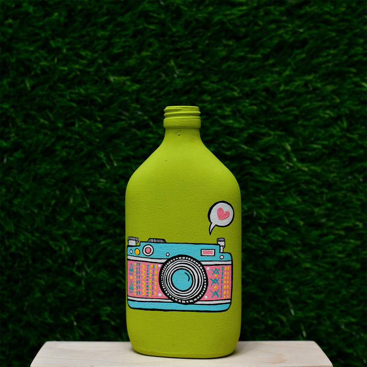 Handpainted Glass Bottle with Quirky Illustrations