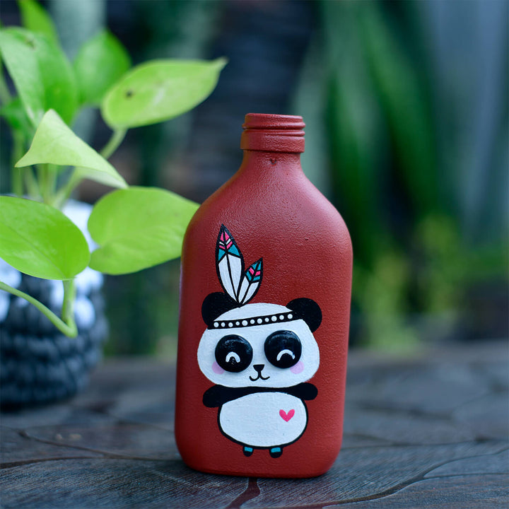 Handpainted Glass Bottle with Quirky Illustrations