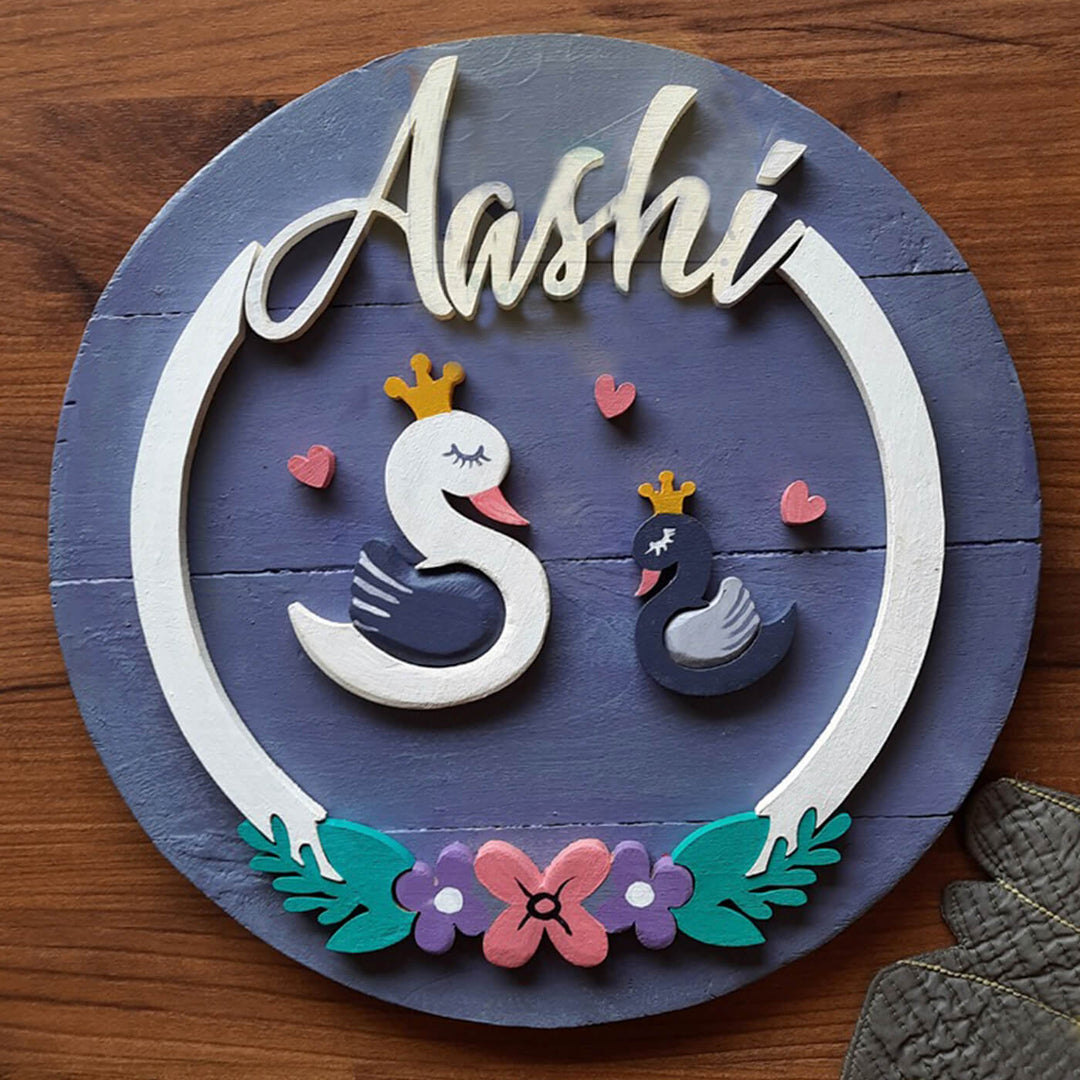 Hand Painted Personalized Duck Themed Wooden Nameplate