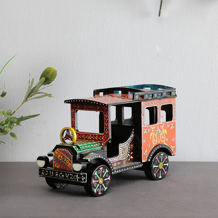 Handpainted Wooden Showpiece Vintage Car - Zwende