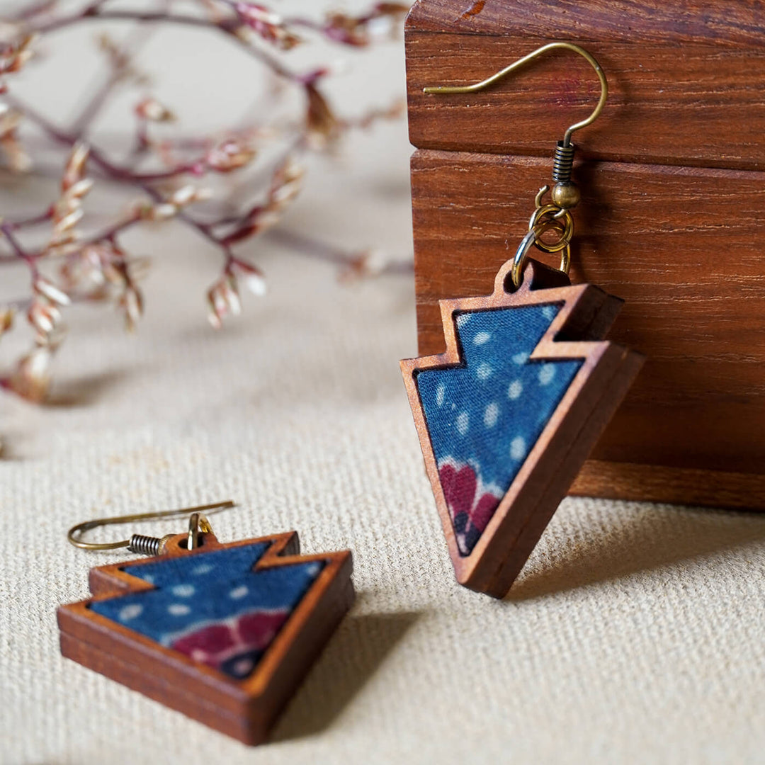 Handcrafted Wood & Fabric Arrow Necklace & Earrings