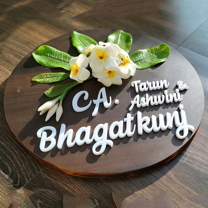 Handcrafted Personalized Chafa Wooden Round Nameplate