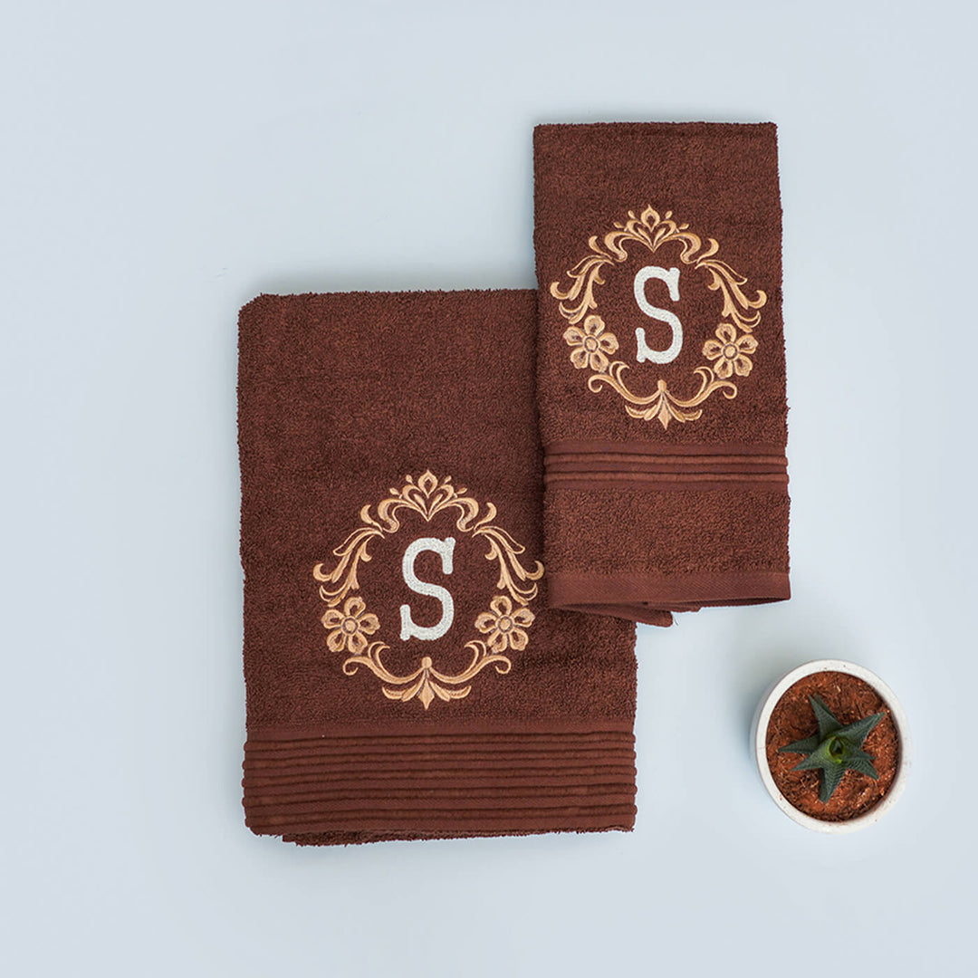 Embroidered Personalized Egyptian Cotton Couple Towel With Initials | Set of 4