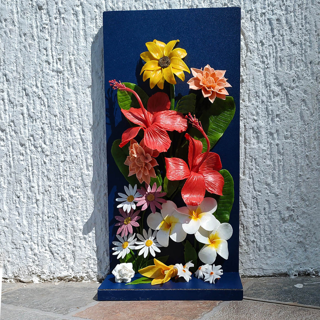 Handcrafted Personalized Floral Bouquet With Wooden Base - Zwende