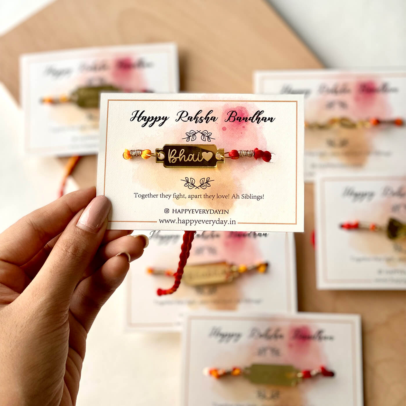 Buy Handcrafted Golden Acrylic Rakhi With Roli Chawal Online On Zwende