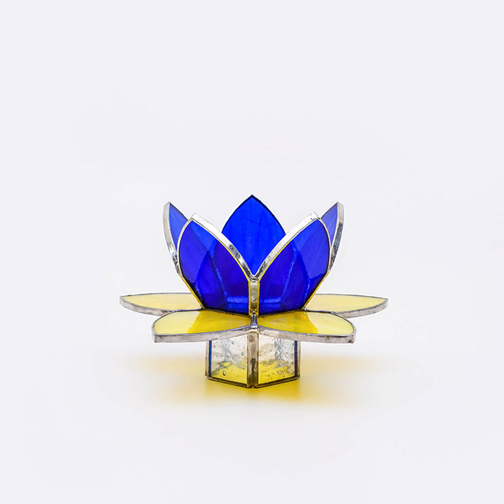 Handcrafted Stained Glass Lotus Tea Light Holder