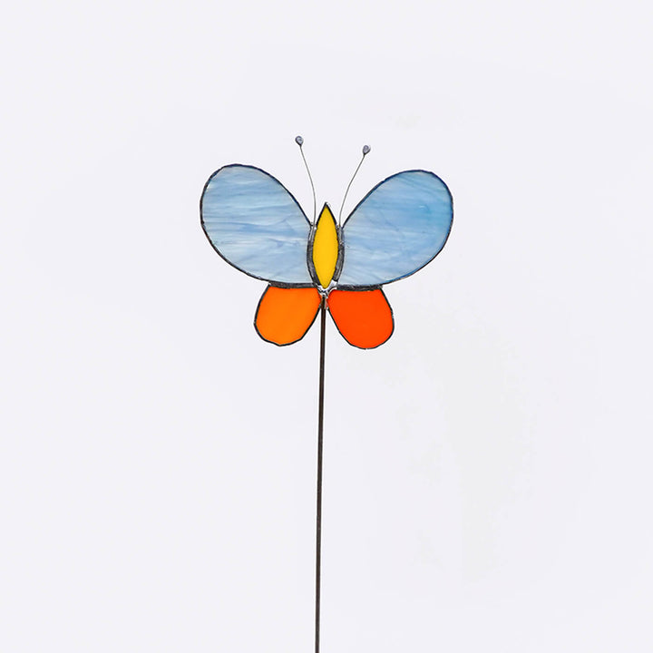 Handcrafted Stained Glass Butterfly Garden Stake - Zwende