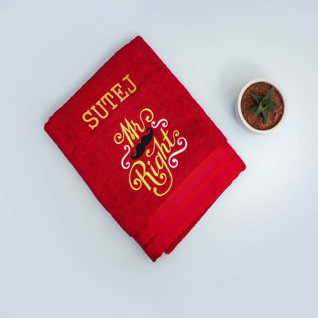 Embroidered Personalized Egyptian Cotton Couple Towel | Set of 2