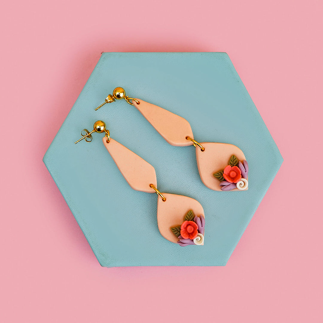 Handmade Clay Elegant Floral Earrings