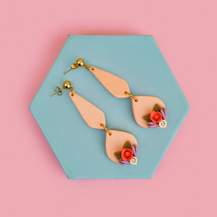 Handmade Clay Elegant Floral Earrings