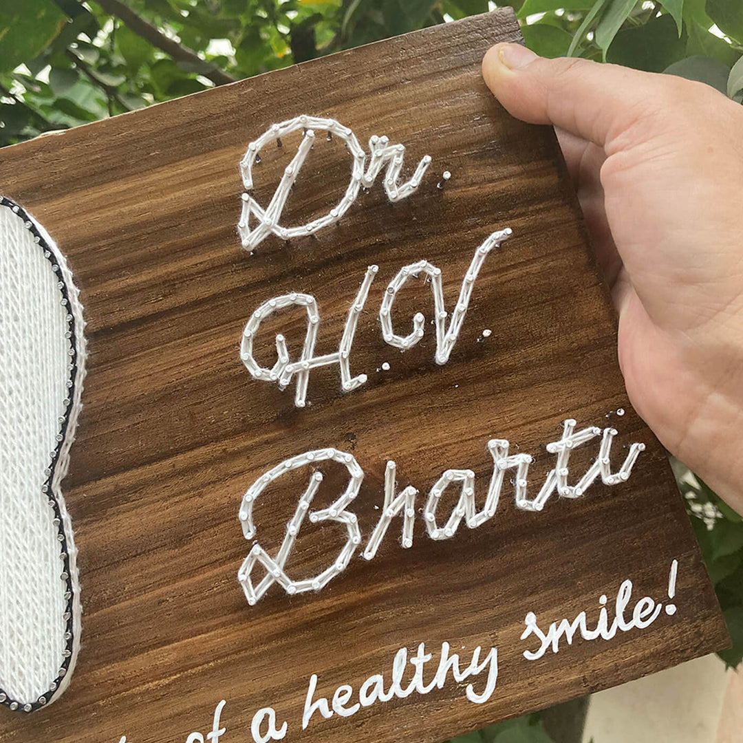 Tooth String Art Personalized Dentist Nameplate