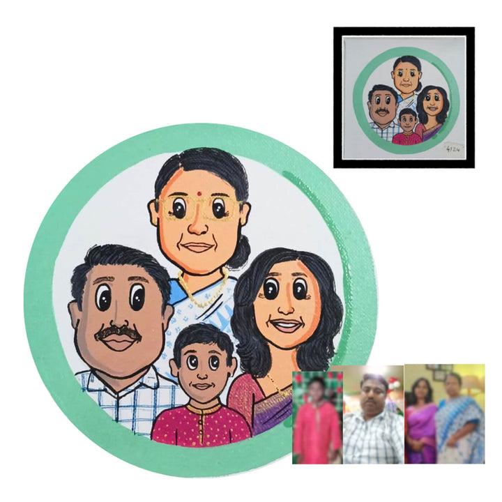 Handpainted Personalized Caricature With Wooden Frame