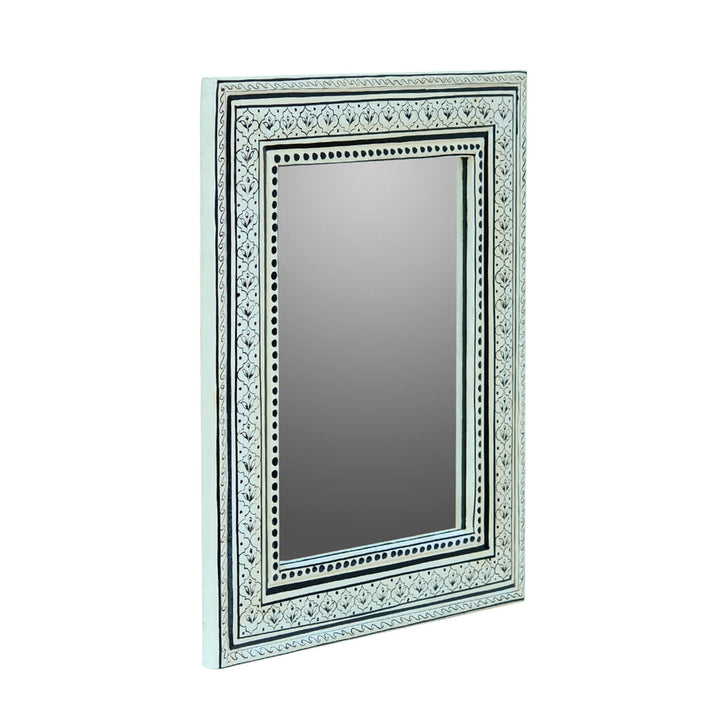 Handpainted Rectangle Wooden Mirror | 13 x 16 Inches