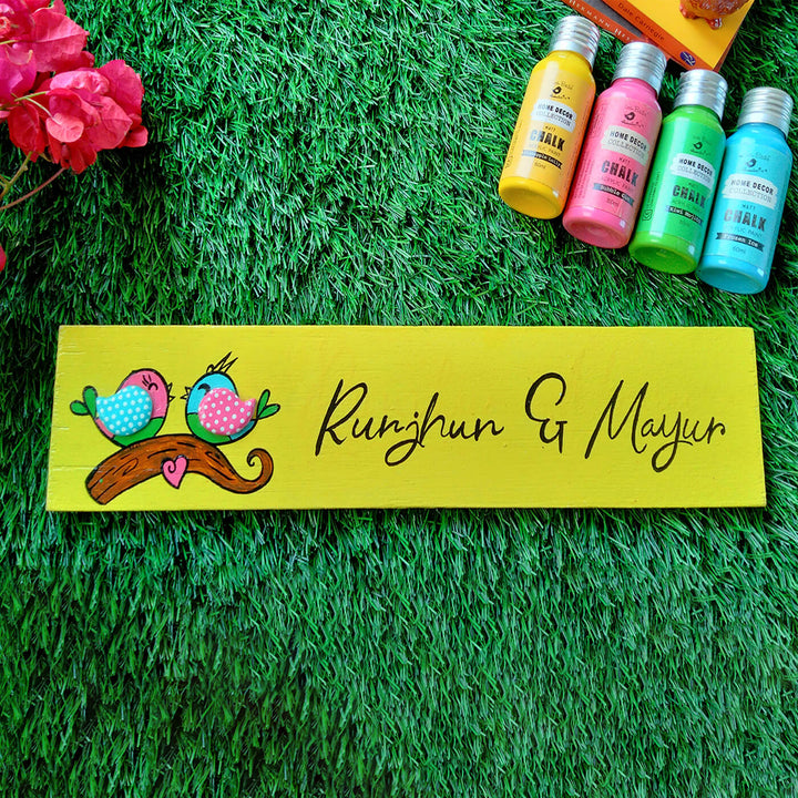 Personalised Handpainted Nameplate with Birds Design