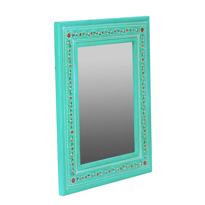 Handpainted Rectangle Wooden Mirror | 13 x 16 Inches