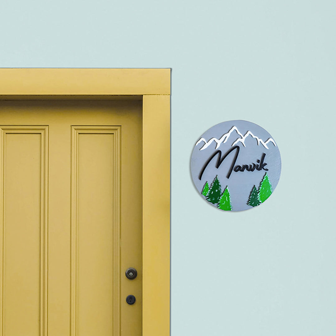 Handpainted Pine Mountain Wooden Kids Nameplate