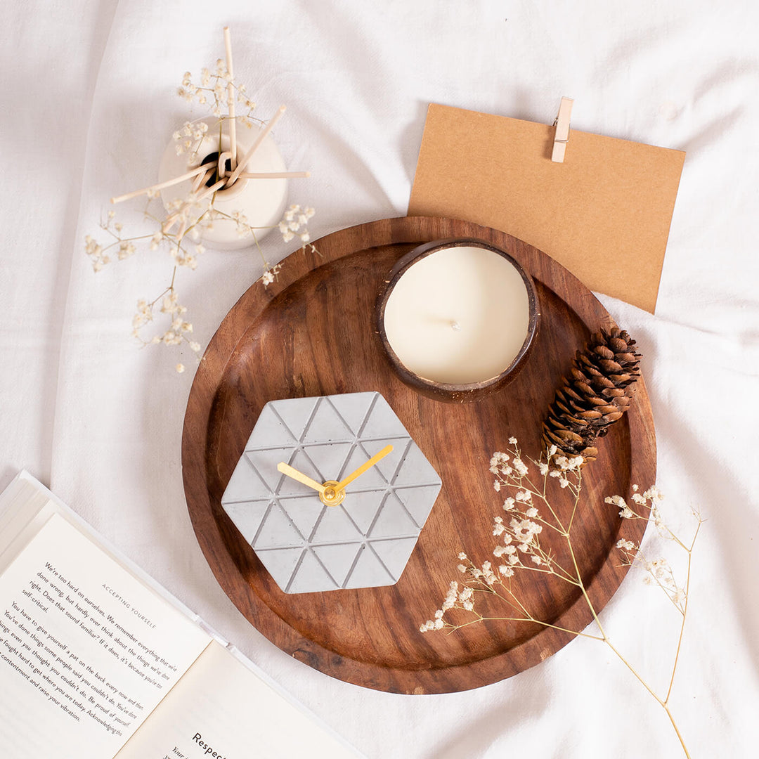 Handcrafted Hexagon Concrete Desk Clock