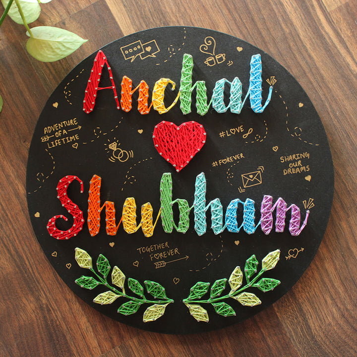 Handcrafted Personalized String Art Nameplate For Couples