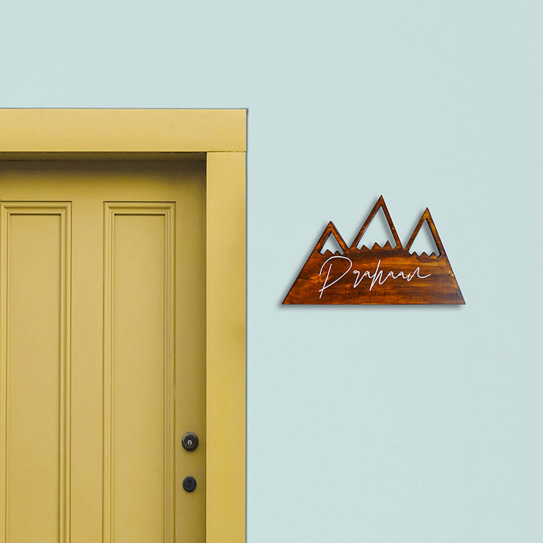 Handpainted Mountain Wooden Kids Nameplate