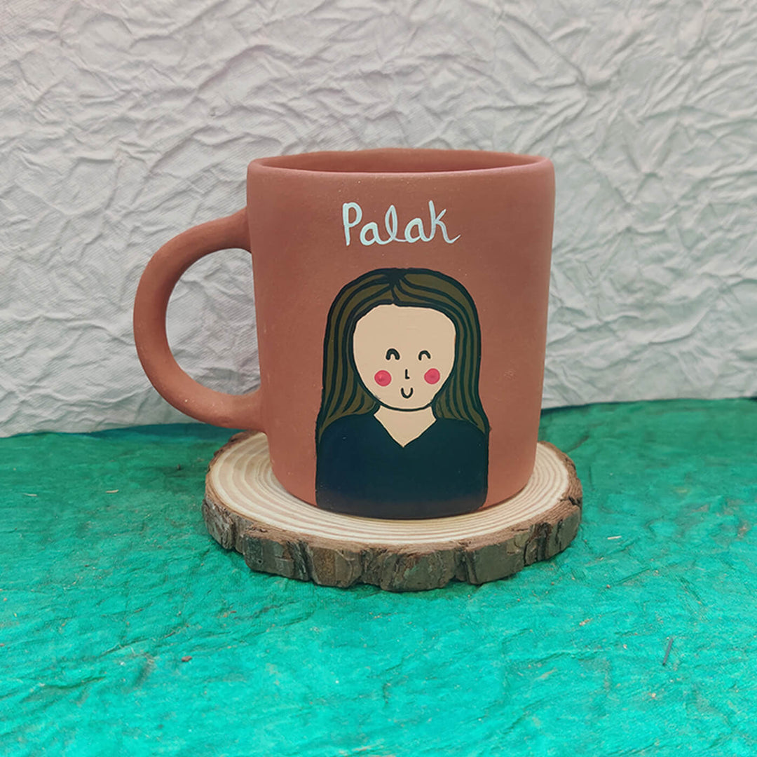 Handpainted Personalised Terracotta Mug with Caricatures