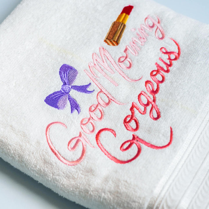 Embroidered Personalized Egyptian Cotton Couple Towel | Set of 2