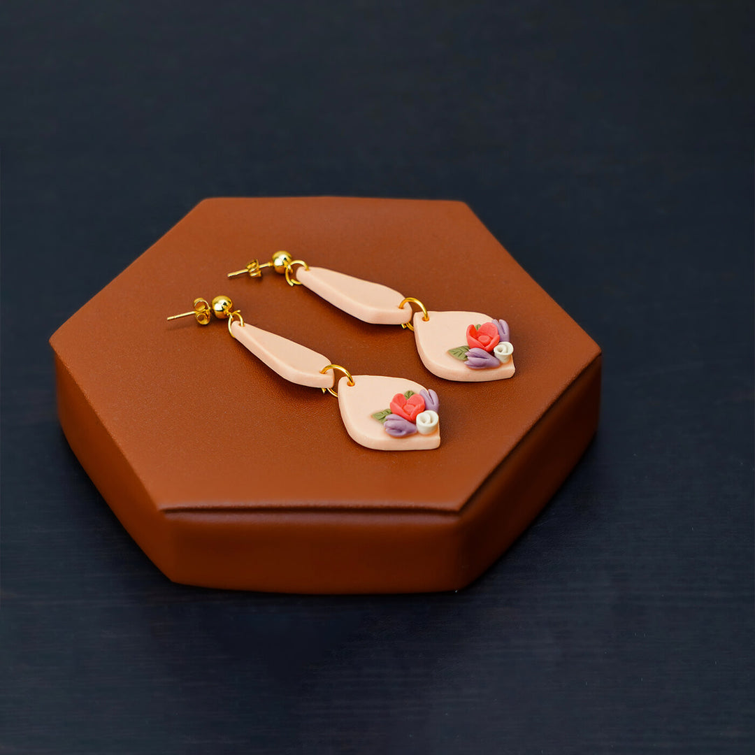 Handmade Clay Elegant Floral Earrings