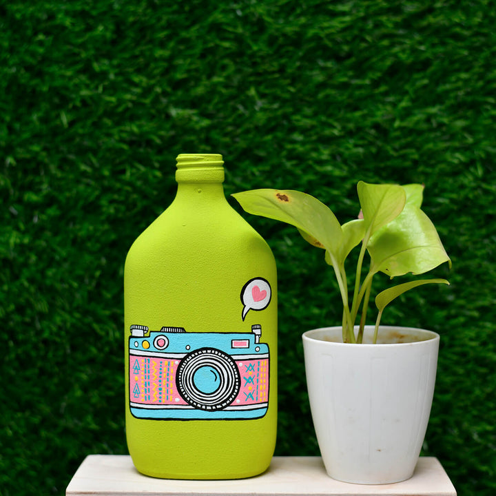 Handpainted Glass Bottle with Quirky Illustrations